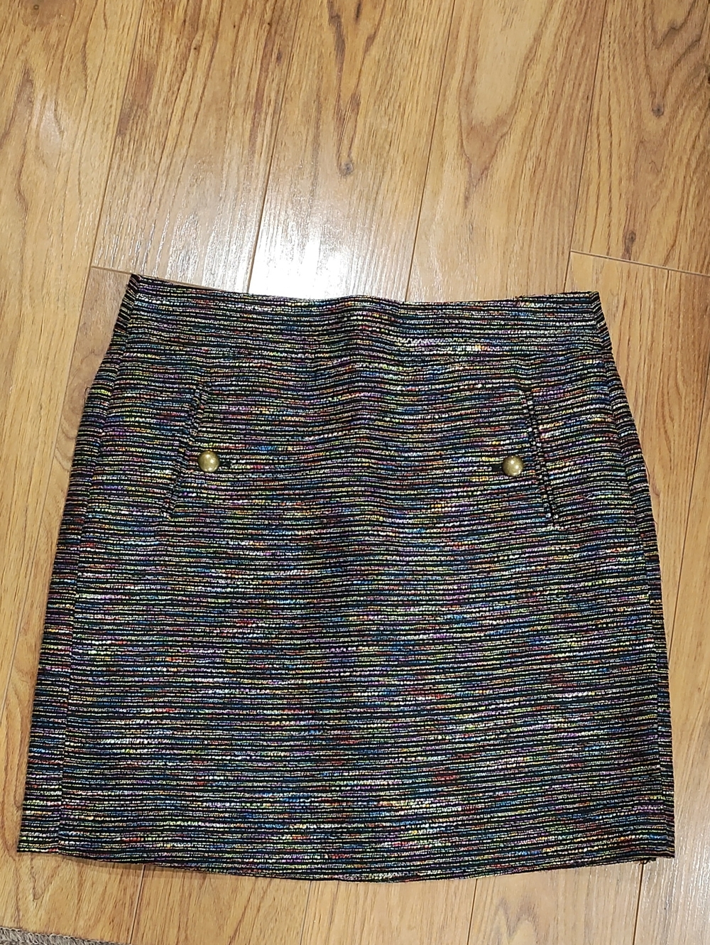 LOFT Multicolor Metallic Striped Mini Skirt